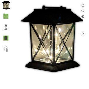 NEW IN BOX GARDEN COLLECTION 2-PACK SOLAR HOOK BLACK GARDEN LANTERNS/LIGHTS